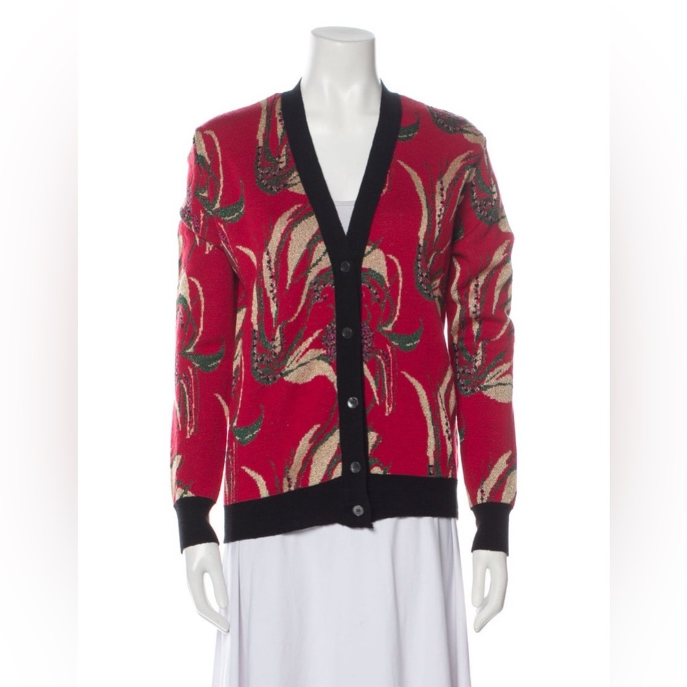 NWT La DoubleJ Printed Plunge Neckline Sweater w/ Tags Sz M - Picture 2 of 4